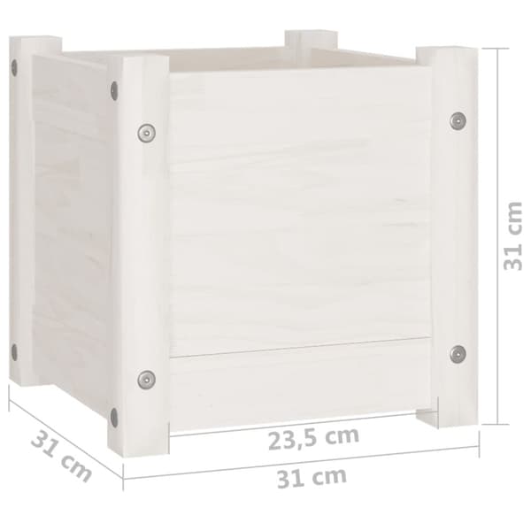 The Living Store plantekasse 31x31x31 cm massivt fyrretræ hvid - Plantekrukker