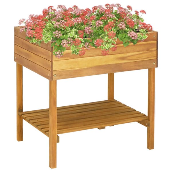The Living Store forhøjet plantekasse 78,5 x 58,5 x 78,5 cm massivt akacietræ -  Plantekrukker