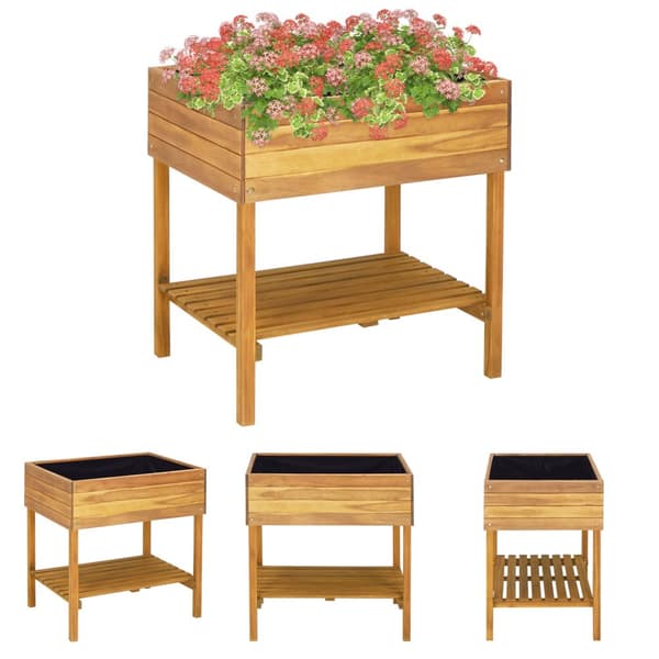 The Living Store forhøjet plantekasse 78,5 x 58,5 x 78,5 cm massivt akacietræ -  Plantekrukker