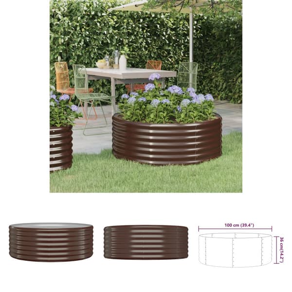 The Living Store plantekasse 100x100x36 cm pulverlakeret stål brun -  Plantekrukker