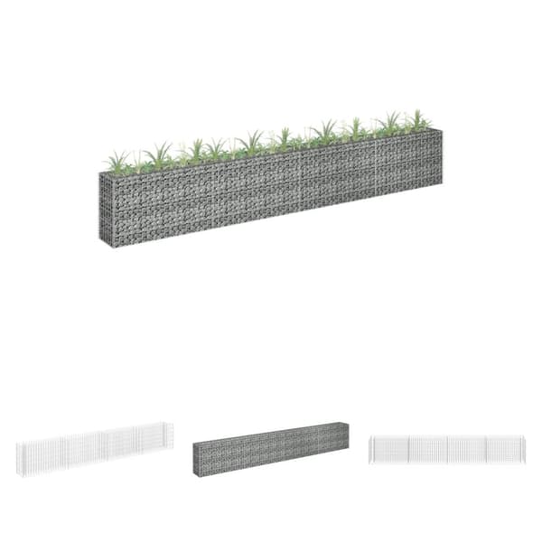The Living Store gabion-højbed 360x30x60 cm galvaniseret stål -  Plantekrukker