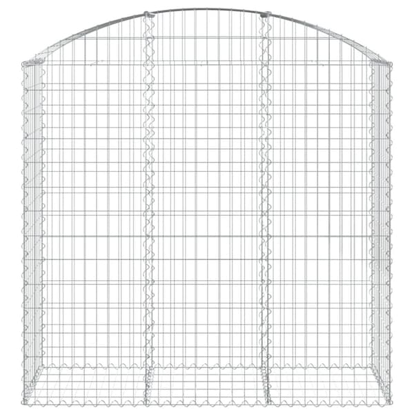 The Living Store buet gabionkurv 150x50x140/160 cm galvaniseret jern - Plantekrukker