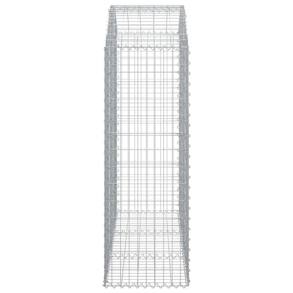 The Living Store buet gabionkurv 150x50x140/160 cm galvaniseret jern - Plantekrukker