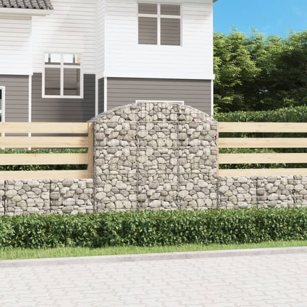 The Living Store buet gabionkurv 150x50x140/160 cm galvaniseret jern - Plantekrukker