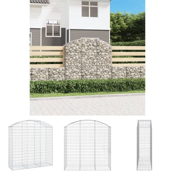 The Living Store buet gabionkurv 150x50x140/160 cm galvaniseret jern - Plantekrukker