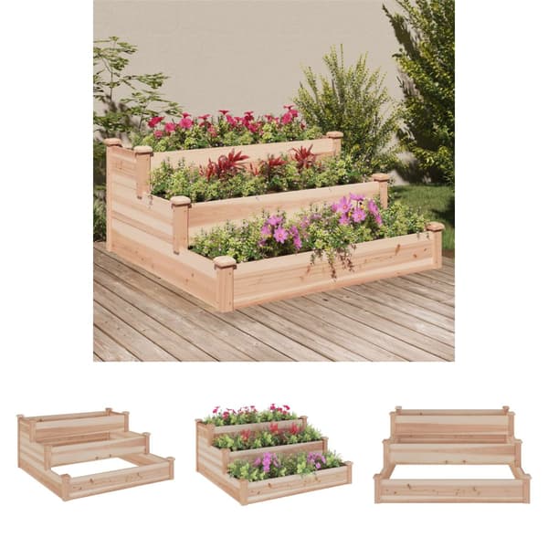 The Living Store Odlingslåda upphöjd 120x120x56 cm massivt granträ - Krukor & odlingslådor