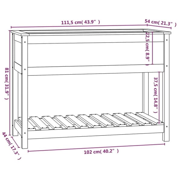 The Living Store Odlingslåda med hylla 111,5x54x81 cm massiv furu - Krukor & odlingslådor