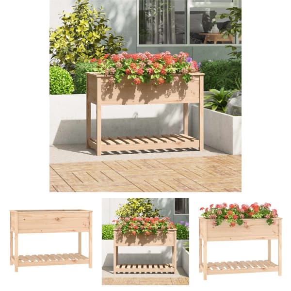 The Living Store Odlingslåda med hylla 111,5x54x81 cm massiv furu -  Krukor & odlingslådor