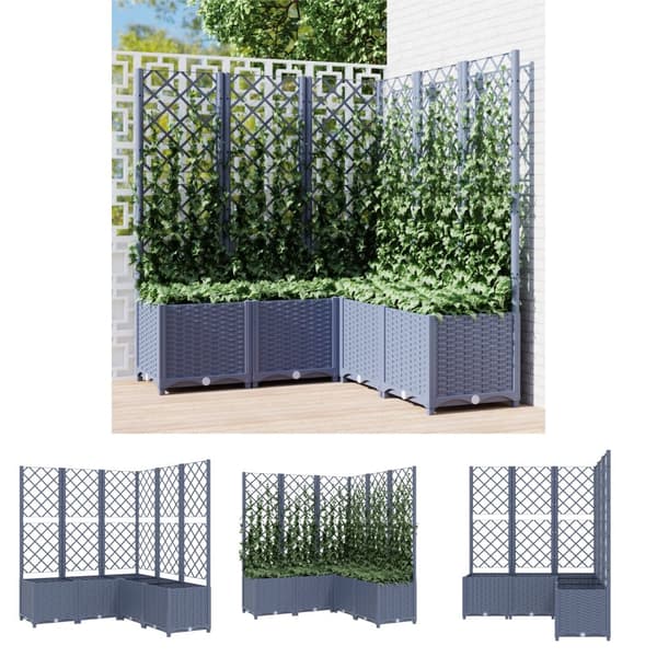 The Living Store plantekasse med espalier 120x120x136 cm PP mørkegrå -  Plantekrukker