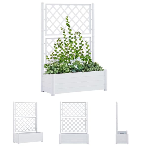 The Living Store Odlingslåda med spaljé 100x43x142 cm PP vit -  Krukor & odlingslådor