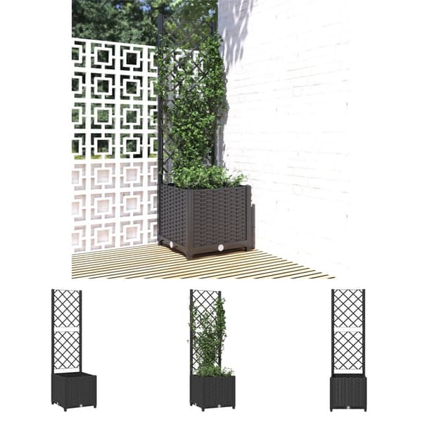 The Living Store plantekasse med espalier 40x40x136 cm PP sort -  Plantekrukker