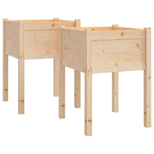 The Living Store plantekasser 2 stk. 50x50x70 cm massivt fyrretræ -  Plantekrukker