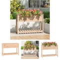 Miniatyrbillede 1 af 9: The Living Store plantekasse med hylde 111,5x34,5x81 cm massivt fyrretræ -  Plantekrukker