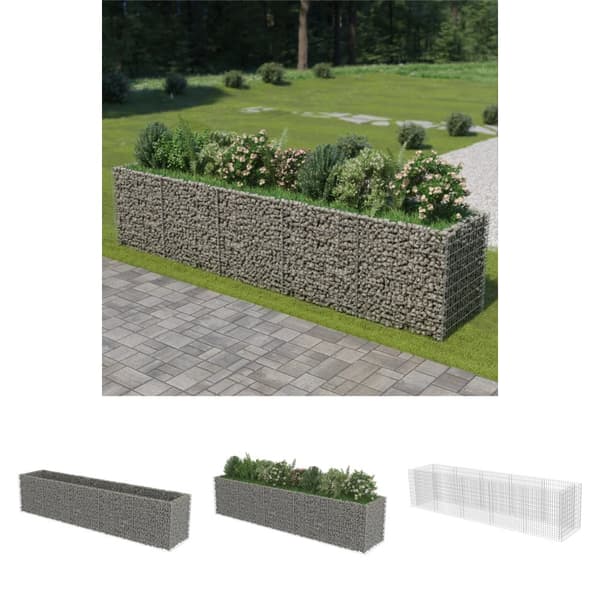 The Living Store gabion-højbed 450x90x100 cm galvaniseret stål -  Plantekrukker