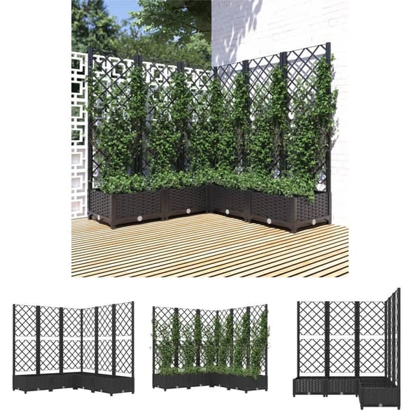 The Living Store plantekasse med espalier 120x120x121,5 cm PP sort -  Plantekrukker