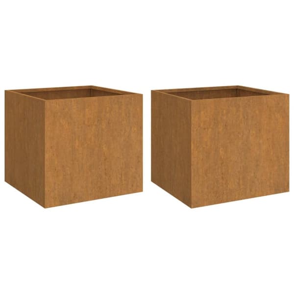 The Living Store plantekasser 2 stk. 32x30x29 cm cortenstål - Plantekrukker