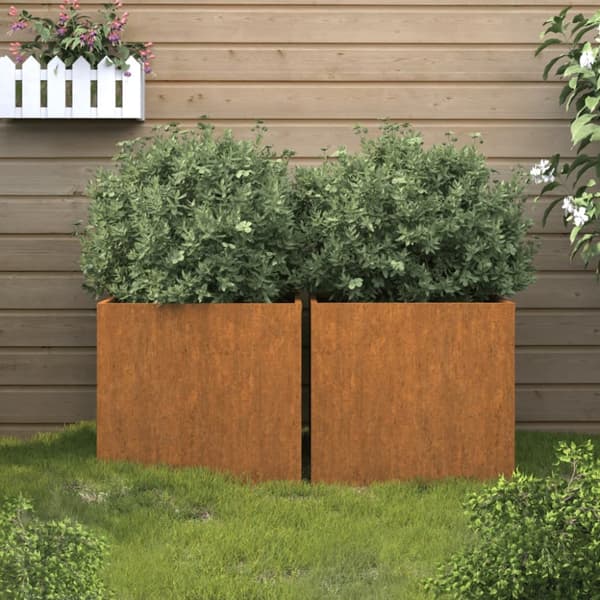 The Living Store plantekasser 2 stk. 32x30x29 cm cortenstål - Plantekrukker