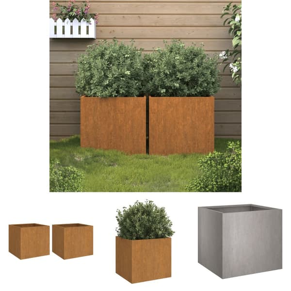 The Living Store plantekasser 2 stk. 32x30x29 cm cortenstål - Plantekrukker