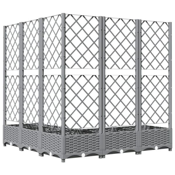 The Living Store plantekasse med espalier 120x120x121,5 cm PP lysegrå -  Plantekrukker
