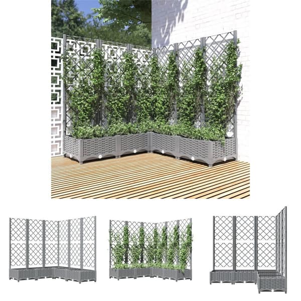 The Living Store plantekasse med espalier 120x120x121,5 cm PP lysegrå -  Plantekrukker