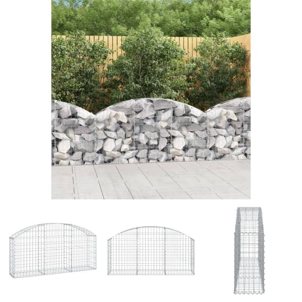 The Living Store buet gabionkurv 150x30x60/80 cm galvaniseret jern -  Plantekrukker