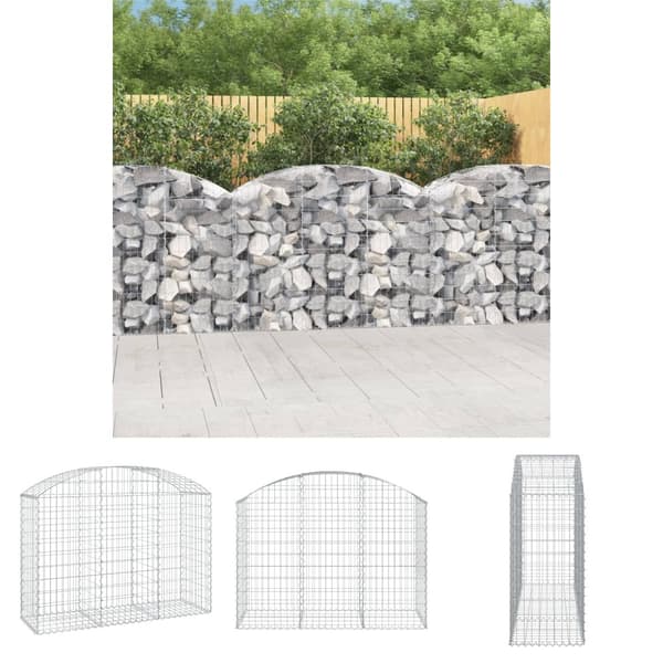 The Living Store buet gabionkurv 150x50x100/120 cm galvaniseret jern -  Plantekrukker