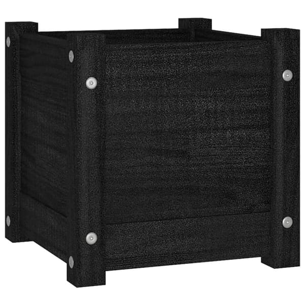 The Living Store plantekasse 31x31x31 cm massivt fyrretræ sort - Plantekrukker