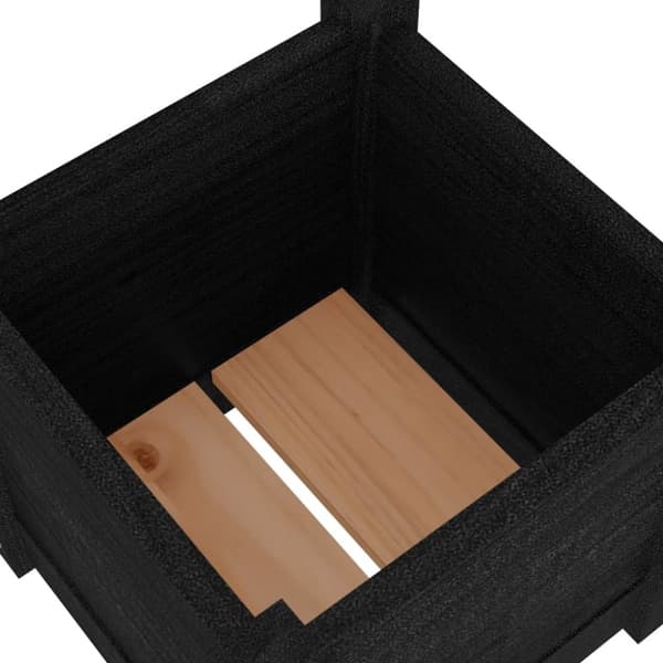 The Living Store plantekasse 31x31x31 cm massivt fyrretræ sort - Plantekrukker