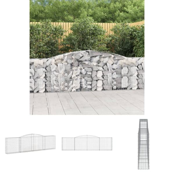 The Living Store buet gabionkurv 400x30x100/120 cm galvaniseret jern -  Plantekrukker