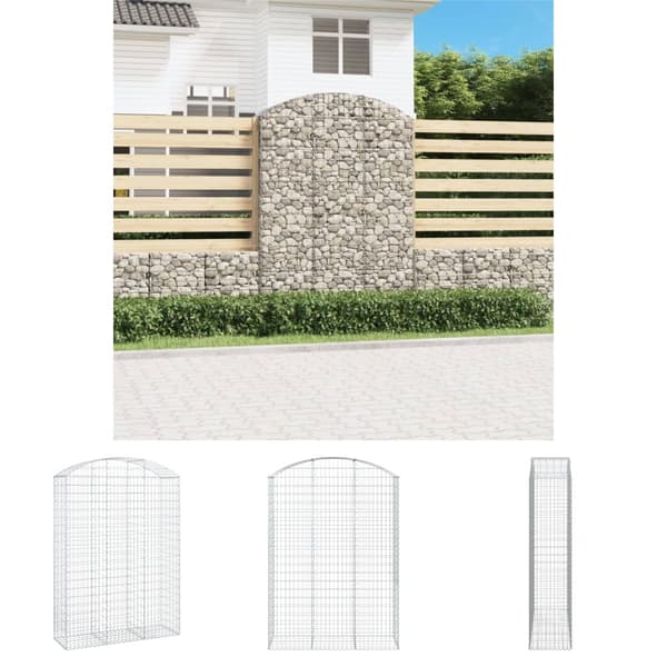 The Living Store buet gabionkurv 150x50x200/220 cm galvaniseret jern -  Plantekrukker