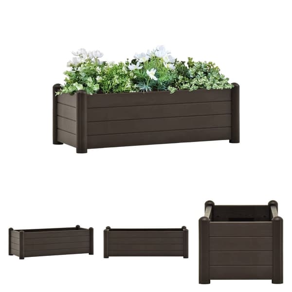 The Living Store højbed 100x43x35 cm PP mokkafarvet -  Plantekrukker