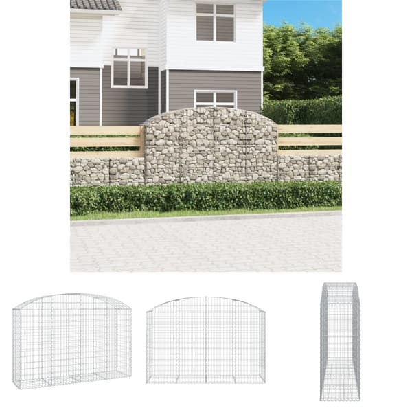 The Living Store buet gabionkurv 200x50x120/140 cm galvaniseret jern -  Plantekrukker