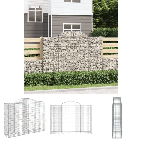 The Living Store Gabion bågformad 200x50x140/160 cm galvaniserat järn -  Krukor & odlingslådor