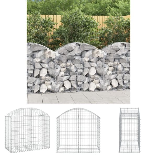 The Living Store buet gabionkurv 100x50x80/100 cm galvaniseret jern -  Plantekrukker