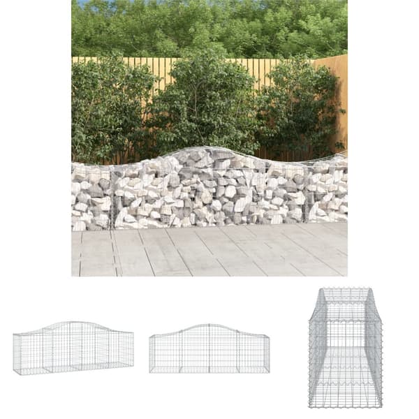 The Living Store buet gabionkurv 200x50x60/80 cm galvaniseret jern -  Plantekrukker