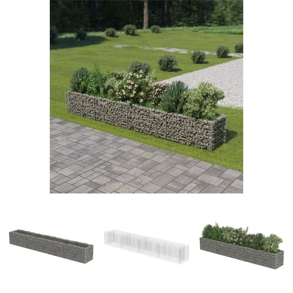 The Living Store gabion-højbed 360x50x50 cm galvaniseret stål -  Plantekrukker