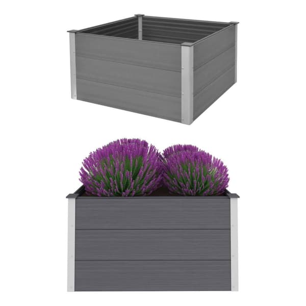 The Living Store forhøjet plantekasse 100x100x54 cm grå WPC - Plantekrukker