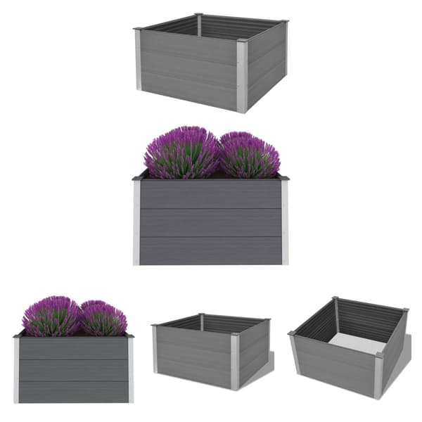 The Living Store forhøjet plantekasse 100x100x54 cm grå WPC - Plantekrukker