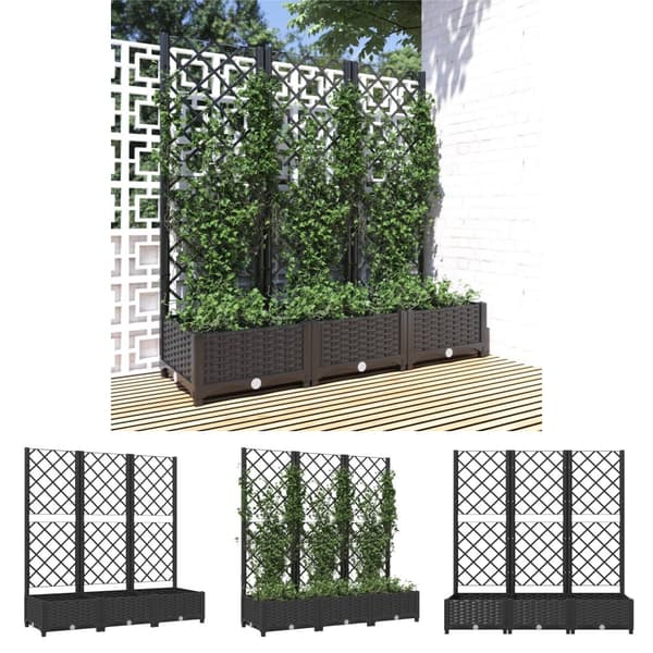 The Living Store plantekasse med espalier 120x40x121,5 cm PP sort -  Plantekrukker