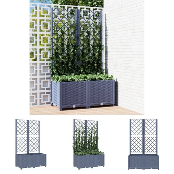 The Living Store plantekasse med espalier 80x40x136 cm PP mørkegrå -  Plantekrukker