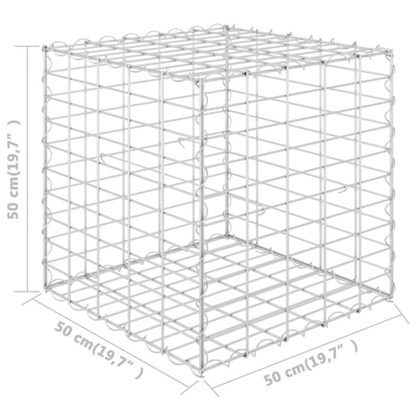 The Living Store Planteringsgabion upphöjd stål 50x50x50 cm - Krukor & odlingslådor