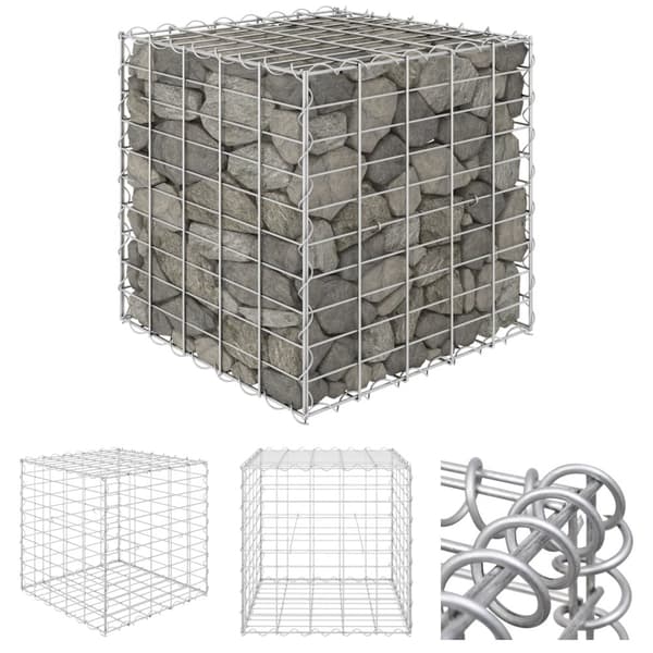 The Living Store Planteringsgabion upphöjd stål 50x50x50 cm - Krukor & odlingslådor