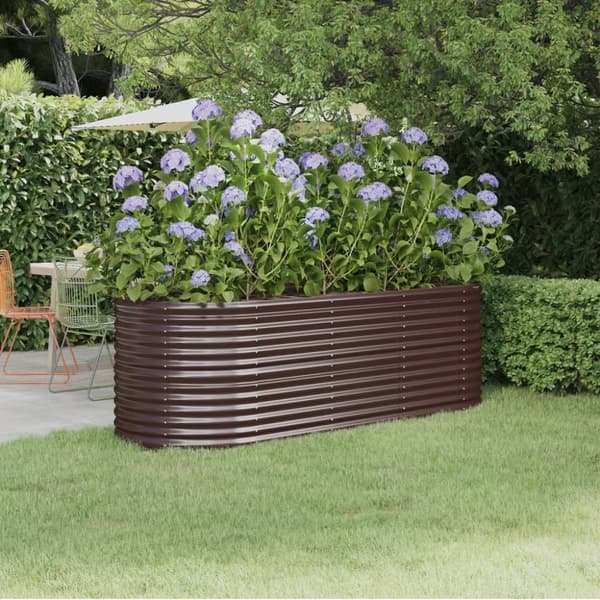The Living Store plantekasse 224x80x68 cm pulverlakeret stål brun -  Plantekrukker