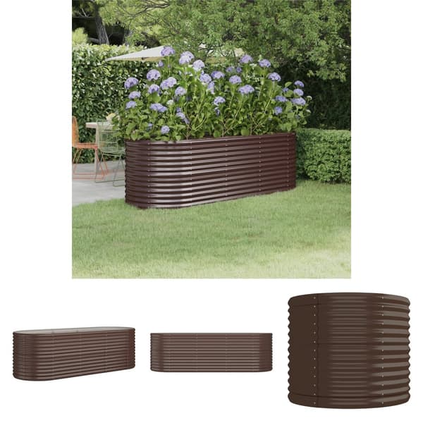 The Living Store plantekasse 224x80x68 cm pulverlakeret stål brun -  Plantekrukker