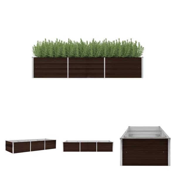 The Living Store hævet plantekasse 240x80x45 cm galvaniseret stål brun - Plantekrukker