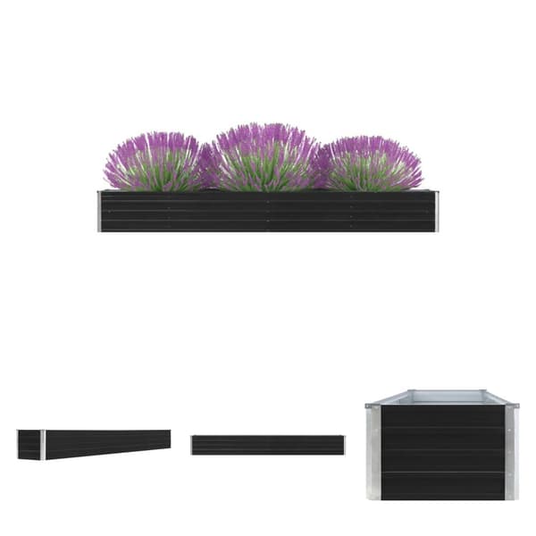 The Living Store Odlingslåda upphöjd galvaniserat stål 320x40x45 cm antracit -  Krukor & odlingslådor