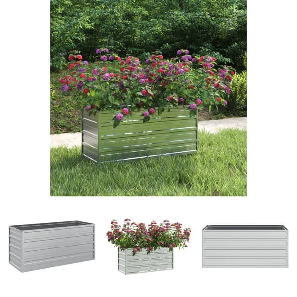 The Living Store højbed 100x40x45 cm galvaniseret stål sølvfarvet -  Plantekrukker