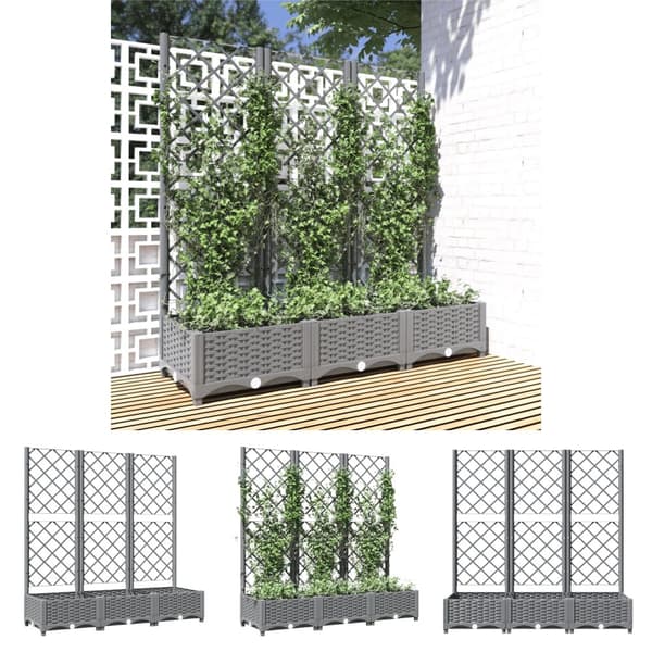 The Living Store plantekasse med espalier 120x40x121,5 cm PP lysegrå -  Plantekrukker