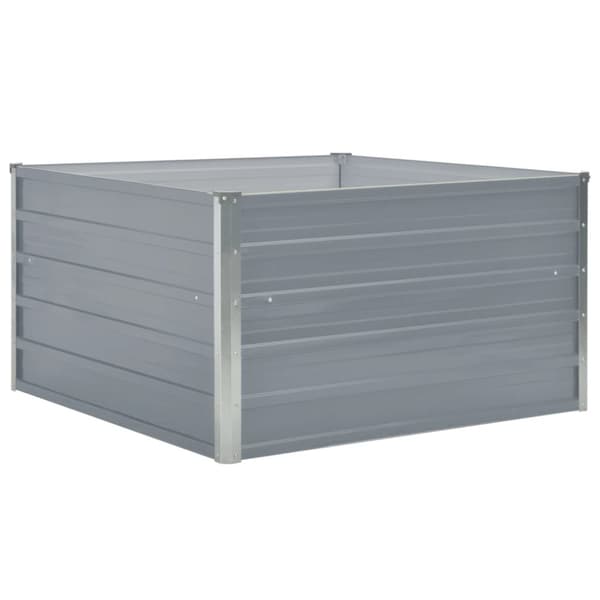 The Living Store forhøjet blomsterbed 100 x 100 x 45 cm galvaniseret stål grå -  Plantekrukker