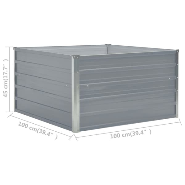 The Living Store forhøjet blomsterbed 100 x 100 x 45 cm galvaniseret stål grå -  Plantekrukker
